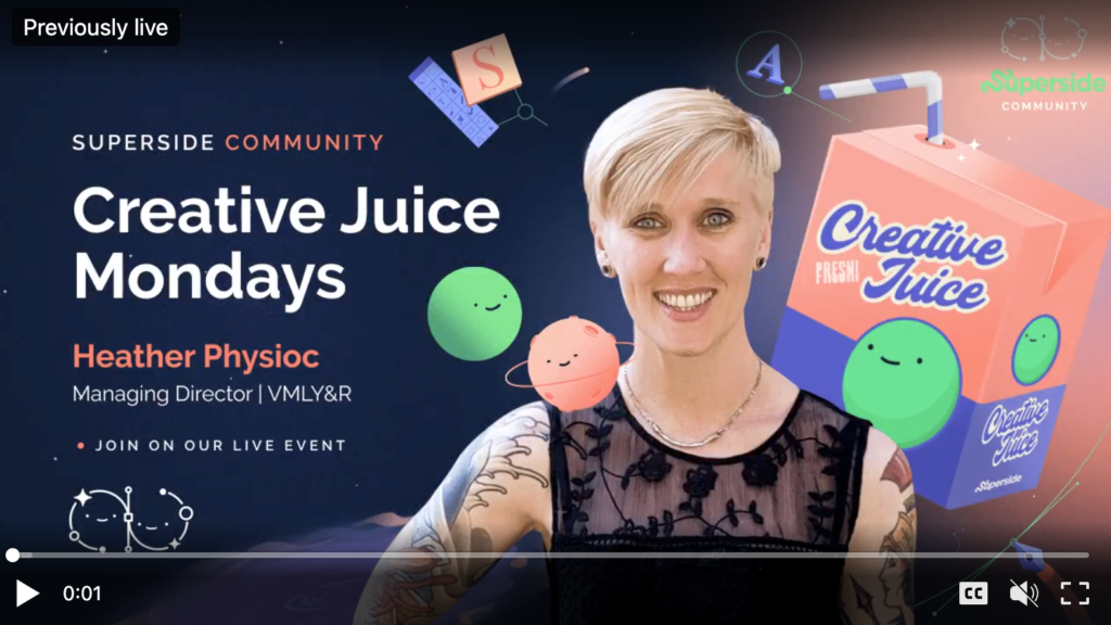 Heather Physioc speaks about search to Creative Juice Mondays in the Superside Community